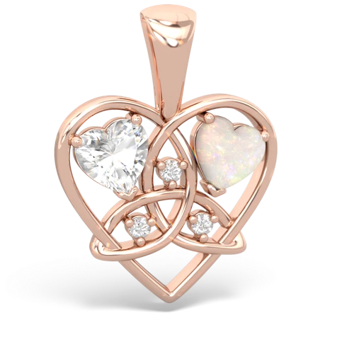 White Topaz Genuine White Topaz with Genuine Opal Celtic Trinity Heart pendant Pendant