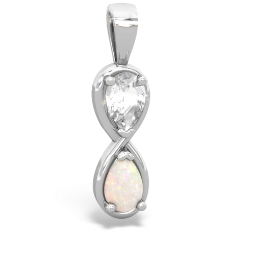 White Topaz Genuine White Topaz with Genuine Opal Infinity pendant Pendant