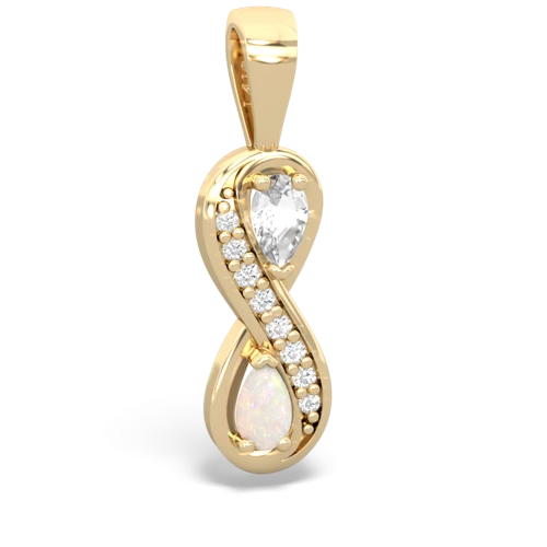 White Topaz Genuine White Topaz with Genuine Opal Keepsake Infinity pendant Pendant