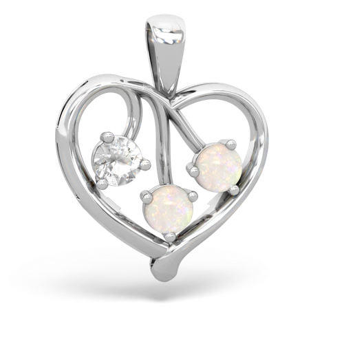 White Topaz Genuine White Topaz with Genuine Opal and  Glowing Heart pendant Pendant