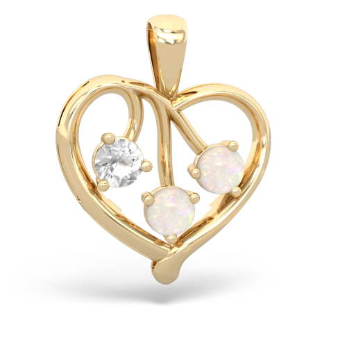 White Topaz Genuine White Topaz with Genuine Opal and Lab Created Emerald Glowing Heart pendant Pendant