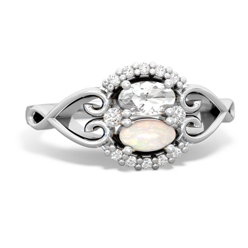 White Topaz Genuine White Topaz with Genuine Opal Love Nest ring Ring