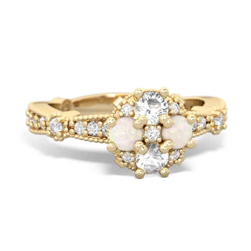 White Topaz Genuine White Topaz with Genuine Opal Milgrain Antique Style ring Ring