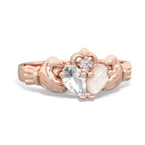 White Topaz Genuine White Topaz with Genuine Opal Claddagh ring Ring