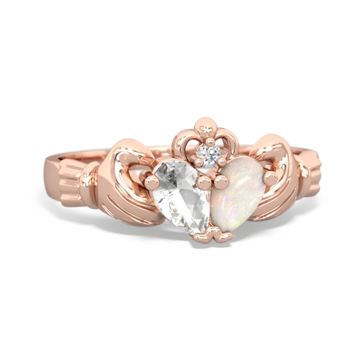 white topaz-opal claddagh ring