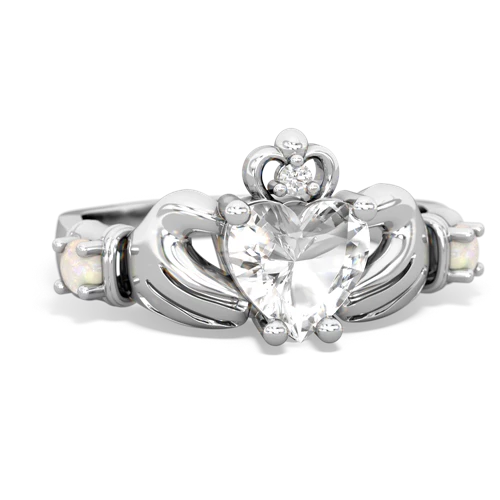 White Topaz Genuine White Topaz with Genuine Opal and Lab Created Emerald Claddagh ring Ring