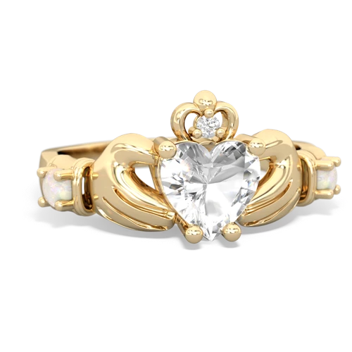 white topaz-opal claddagh ring