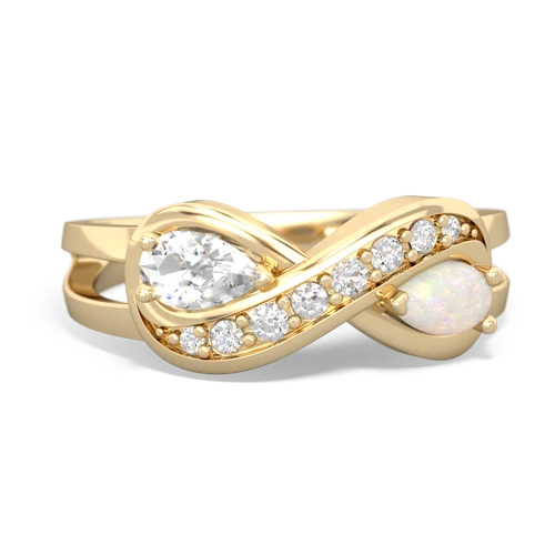 White Topaz Genuine White Topaz with Genuine Opal Diamond Infinity ring Ring