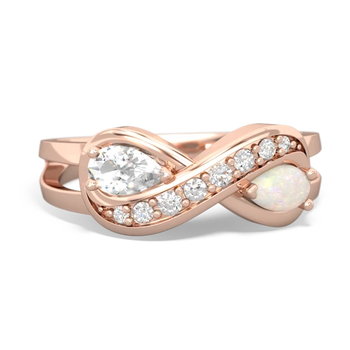 white topaz-opal diamond infinity ring