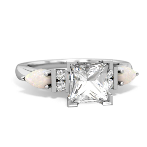 white topaz-opal engagement ring
