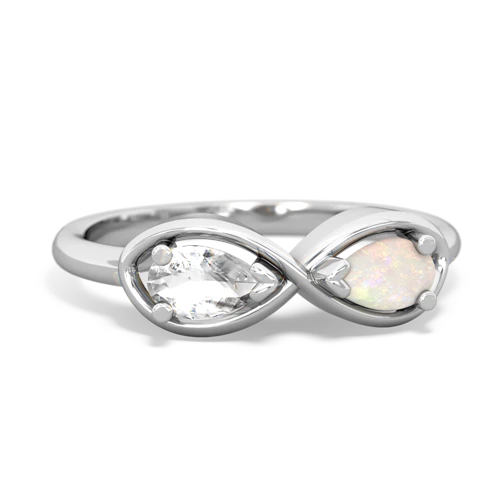 white topaz-opal infinity ring