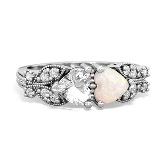 White Topaz Genuine White Topaz with Genuine Opal Diamond Butterflies ring Ring