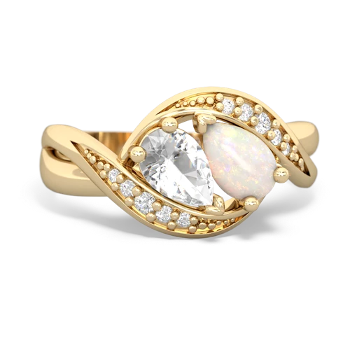 White Topaz Genuine White Topaz with Genuine Opal Summer Winds ring Ring