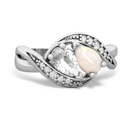 white topaz-opal keepsake curls ring