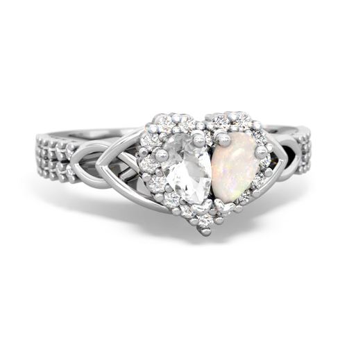 White Topaz Genuine White Topaz with Genuine Opal Celtic Knot Engagement ring Ring