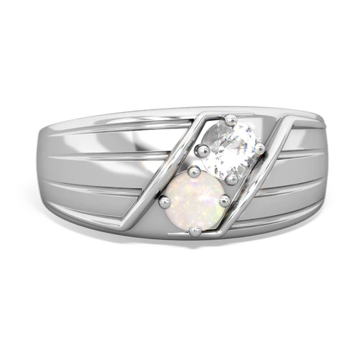 white topaz-opal mens ring
