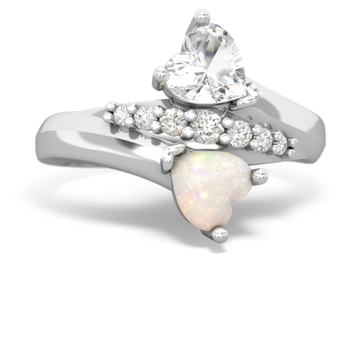 white topaz-opal modern ring