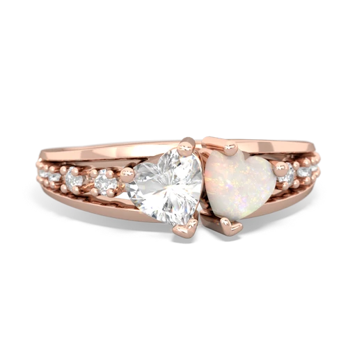 white topaz-opal modern ring