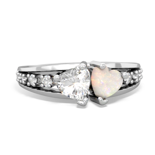 white topaz-opal modern ring