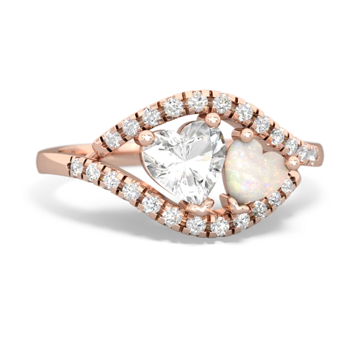 white topaz-opal mother child ring