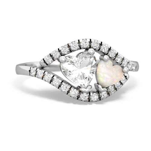 white topaz-opal mother child ring