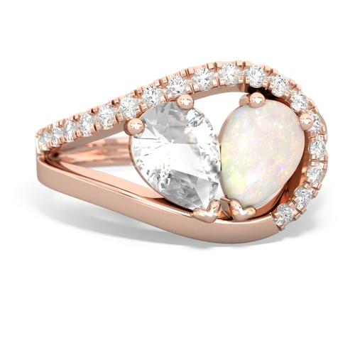 White Topaz Genuine White Topaz with Genuine Opal Nestled Heart Keepsake ring Ring