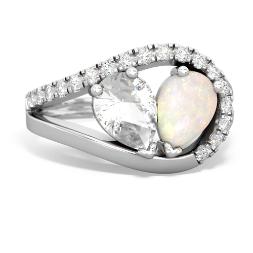 white topaz-opal pave heart ring