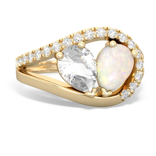 white topaz-opal pave heart ring