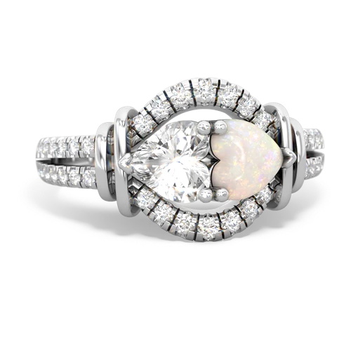 White Topaz Genuine White Topaz with Genuine Opal Art-Deco Keepsake ring Ring