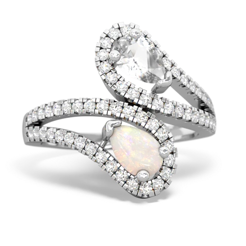 White Topaz Genuine White Topaz with Genuine Opal Diamond Dazzler ring Ring