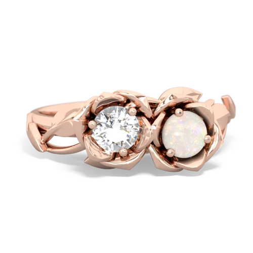 White Topaz Genuine White Topaz with Genuine Opal Rose Garden ring Ring