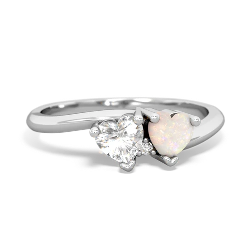 white topaz-opal sweethearts promise ring