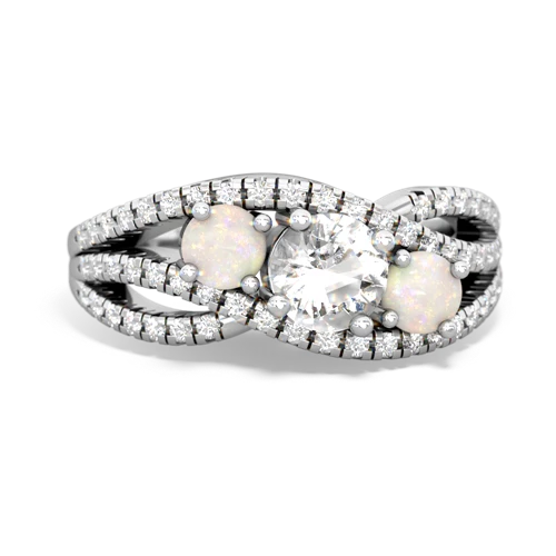 white topaz-opal three stone pave ring