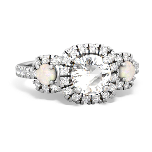 White Topaz Genuine White Topaz with Genuine Opal and Lab Created Emerald Regal Halo ring Ring