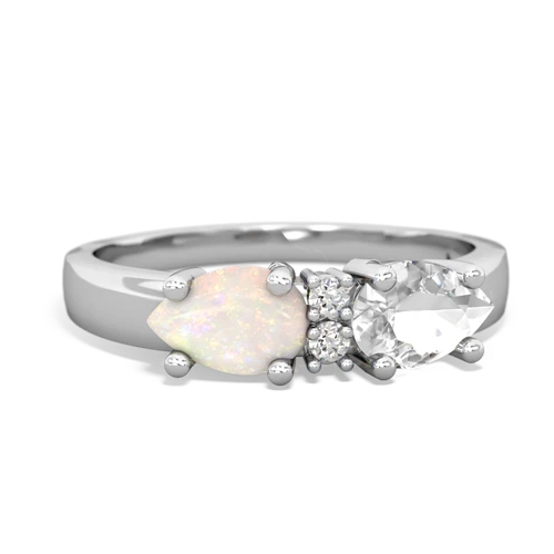 White Topaz Genuine White Topaz with Genuine Opal Pear Bowtie ring Ring