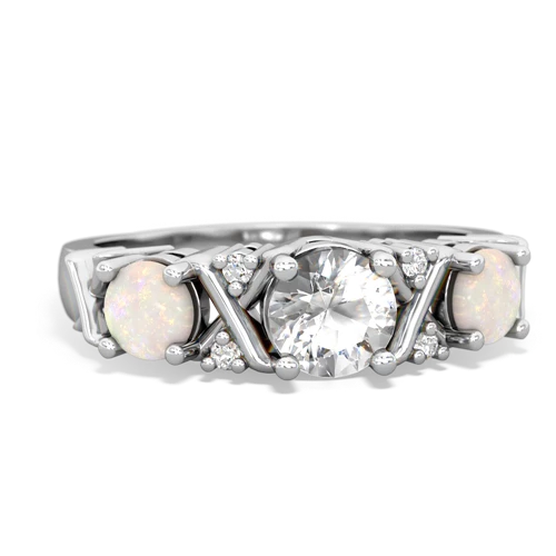 White Topaz Genuine White Topaz with Genuine Opal and Lab Created Emerald Hugs and Kisses ring Ring