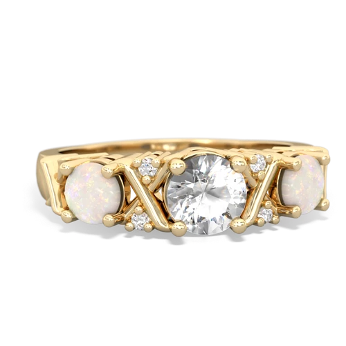 White Topaz Genuine White Topaz with Genuine Opal and  Hugs and Kisses ring Ring
