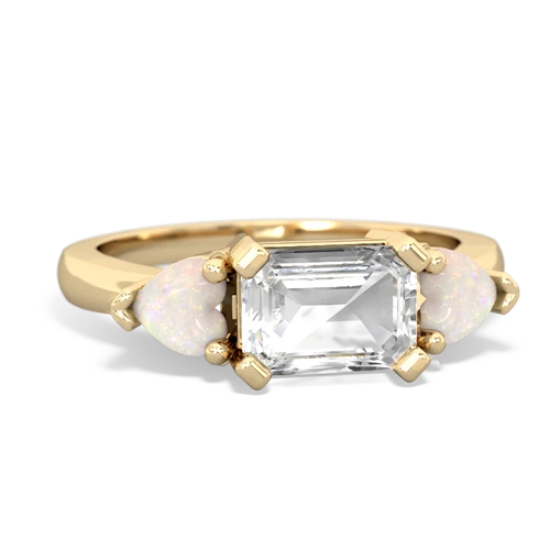 White Topaz Genuine White Topaz with Genuine Opal and Genuine Peridot Three Stone ring Ring