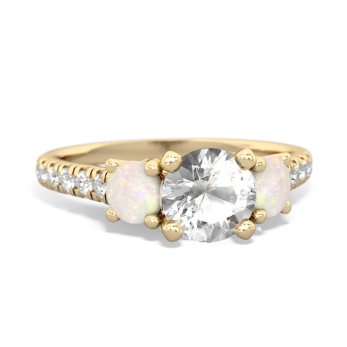 White Topaz Genuine White Topaz with Genuine Opal and Genuine Pink Tourmaline Pave Trellis ring Ring
