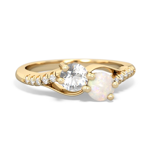 White Topaz Genuine White Topaz with Genuine Opal Two Stone Infinity ring Ring