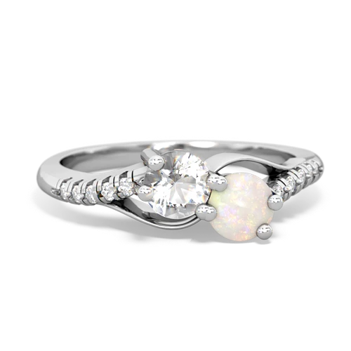white topaz-opal two stone infinity ring