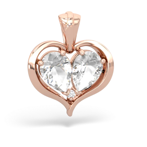 white topaz half heart whole pendant