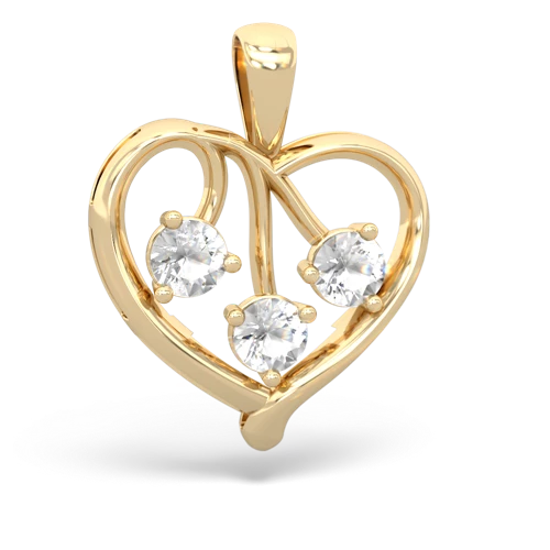 white topaz love heart pendant