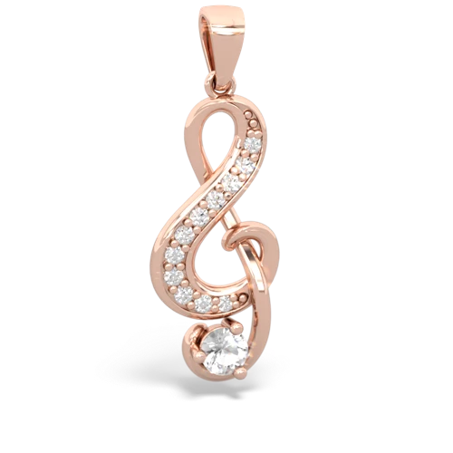 white topaz treble clef pendant