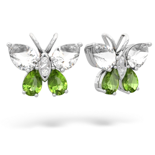 white topaz-peridot butterfly earrings