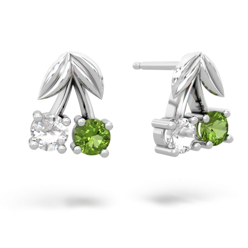 white topaz-peridot cherries earrings