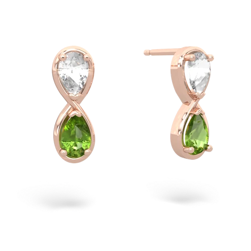 white topaz-peridot infinity earrings