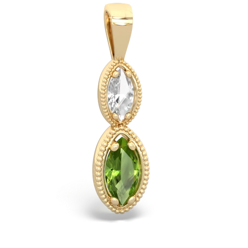 white topaz-peridot antique milgrain pendant