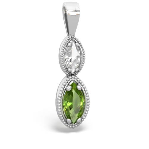 white topaz-peridot antique milgrain pendant