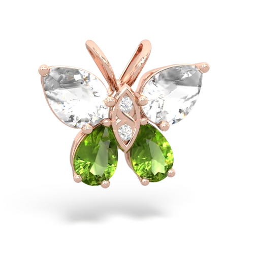 white topaz-peridot butterfly pendant